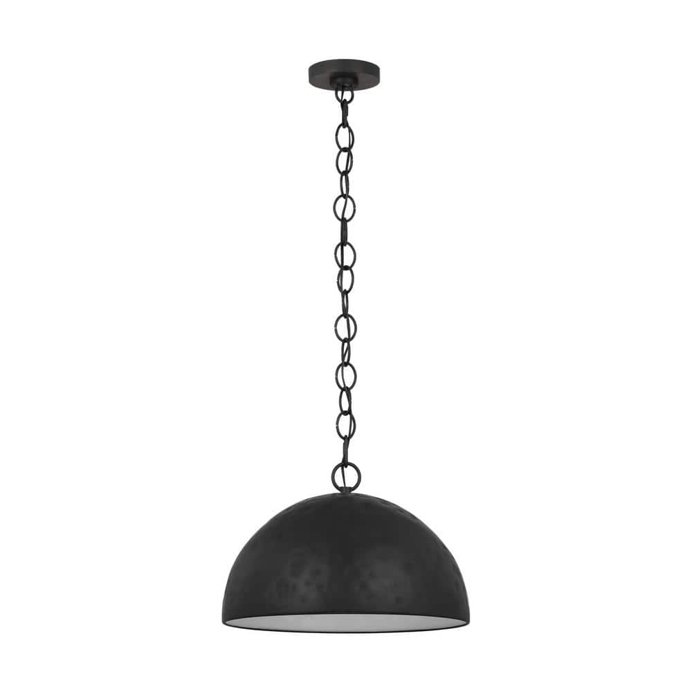 Aged Iron Dome Single Light Pendant with Chain