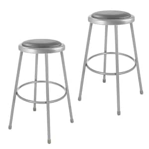 Otto 30-inch Grey Vinyl Padded Stool with Metal Frame, (2-Pack)