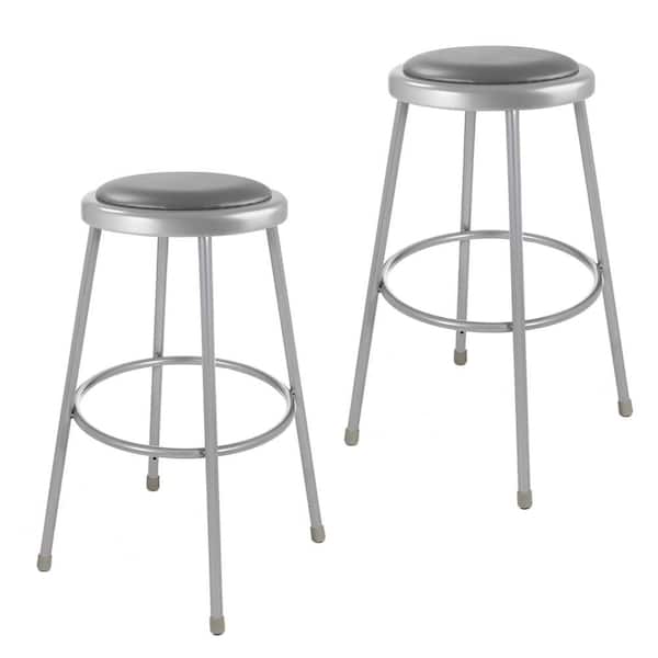 HAMPDEN FURNISHINGS Otto 30-inch Grey Vinyl Padded Stool with Metal Frame, (2-Pack)