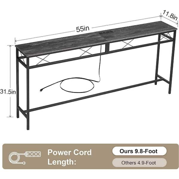 VECELO Long Sofa Table With Power Outlets and USB Ports, Narrow Console  Table Behind Couch, Tall Bar Tables, Gray, 39.4 in. L KHD-XF-CST09-OS-100 -  The Home Depot