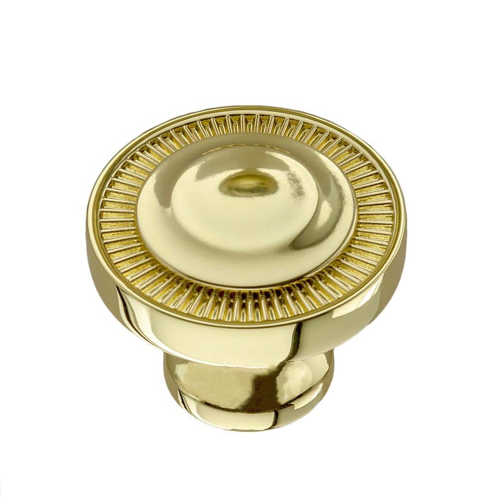 Polished Gold Round Cabinet Knob with Mounting Hardware