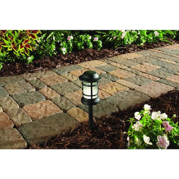 Hampton Bay Low-Voltage Black Outdoor Integrated LED Landscape Path Light with Ribbed Glass Lens
