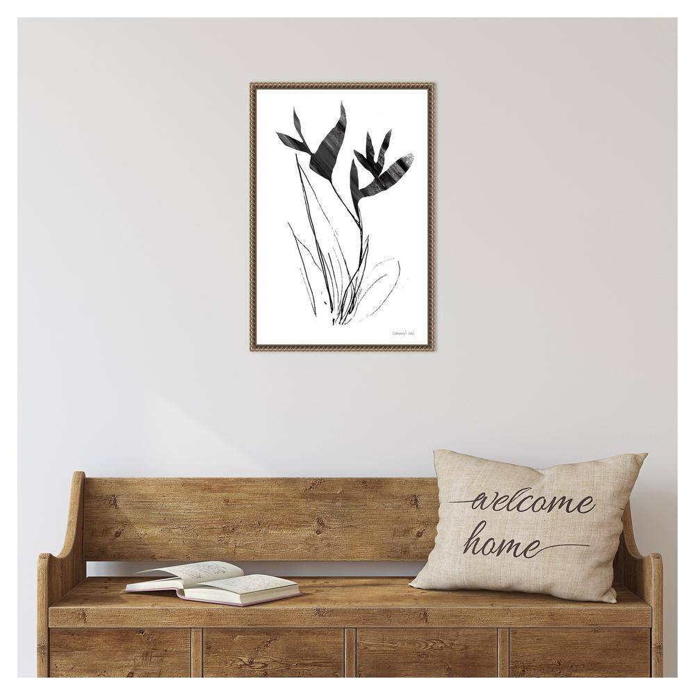 Paradise Botanicals I Black and White Canvas Print with Bronze Frame