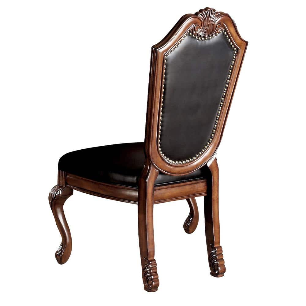 High Back Black Faux Leather Upholstered Side Chair