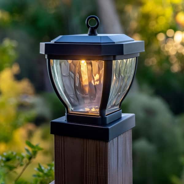 Manchester 4 in. x 4 in. Dark Bronze ABS Plastic Outdoor LED Solar Post Cap (2-Pack)