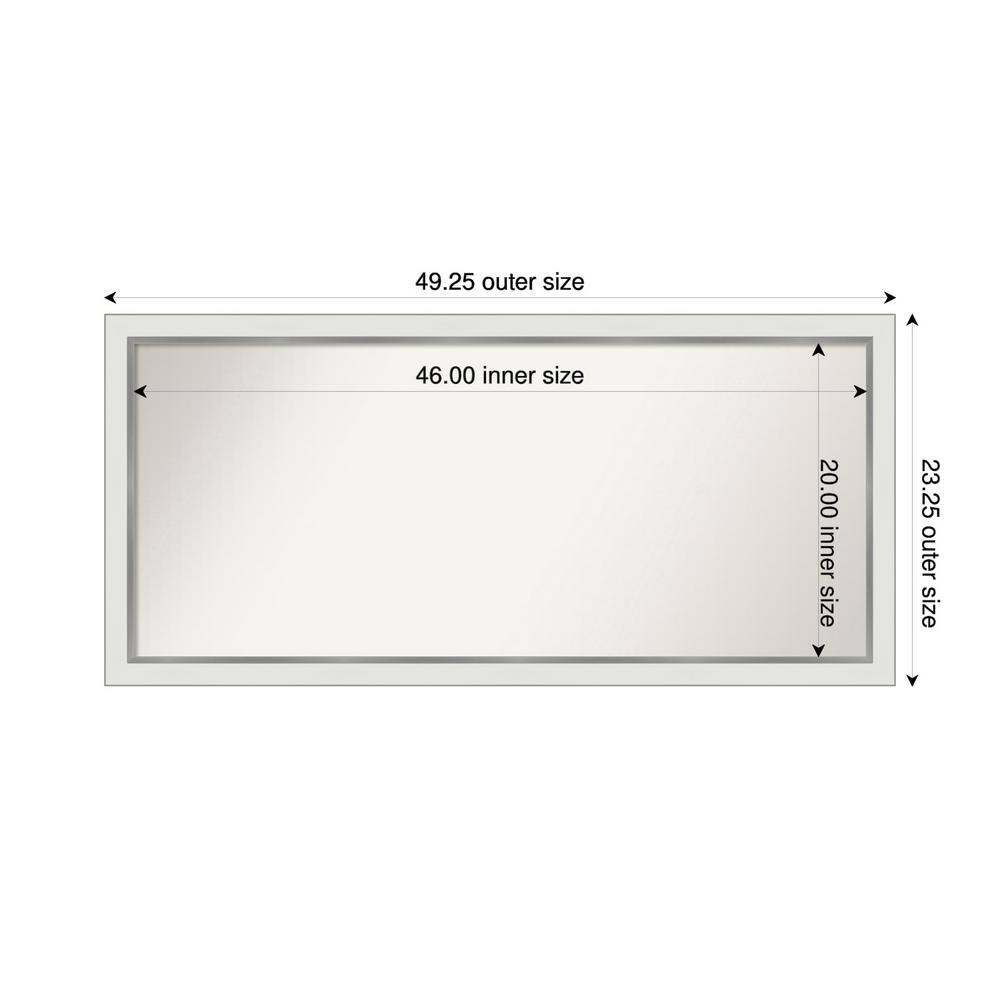 Medium Rectangle Satin White Silver Casual Mirror (23 in. H x 49 in. W) price history on PriceWatchPro