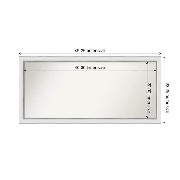 Amanti Art Medium Rectangle Satin White Silver Casual Mirror (23 in. H x 49 in. W)
