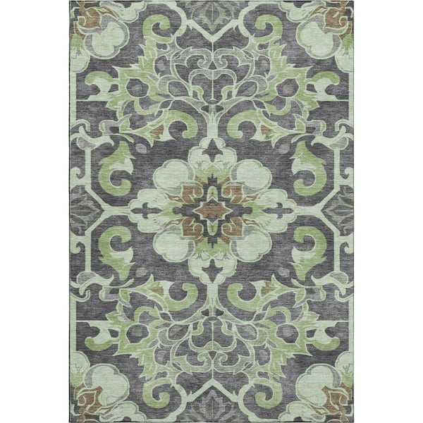 Mayfield Premium Machine Washable Abstract AMF1947 Aloe 10 ft. x 14 ft. Area Rug