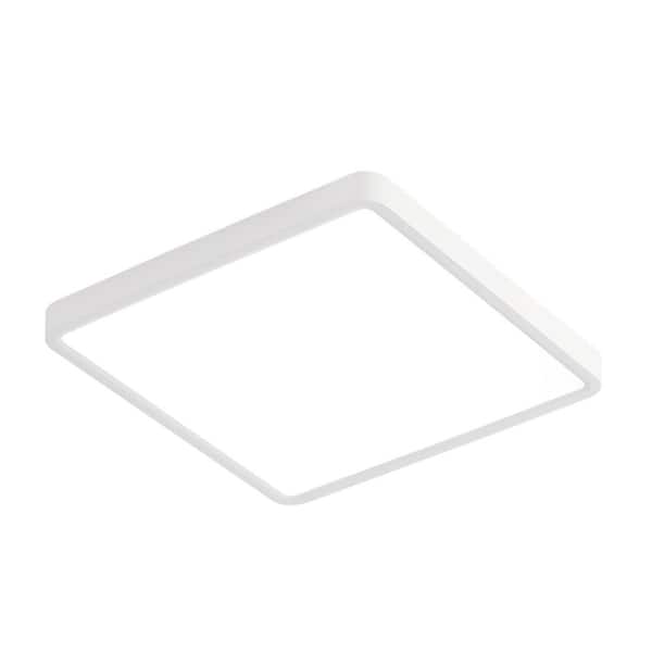 11.81 in. Modern White 36-Watt LED Square Flush Mount Light Adjustable Color Temperatures