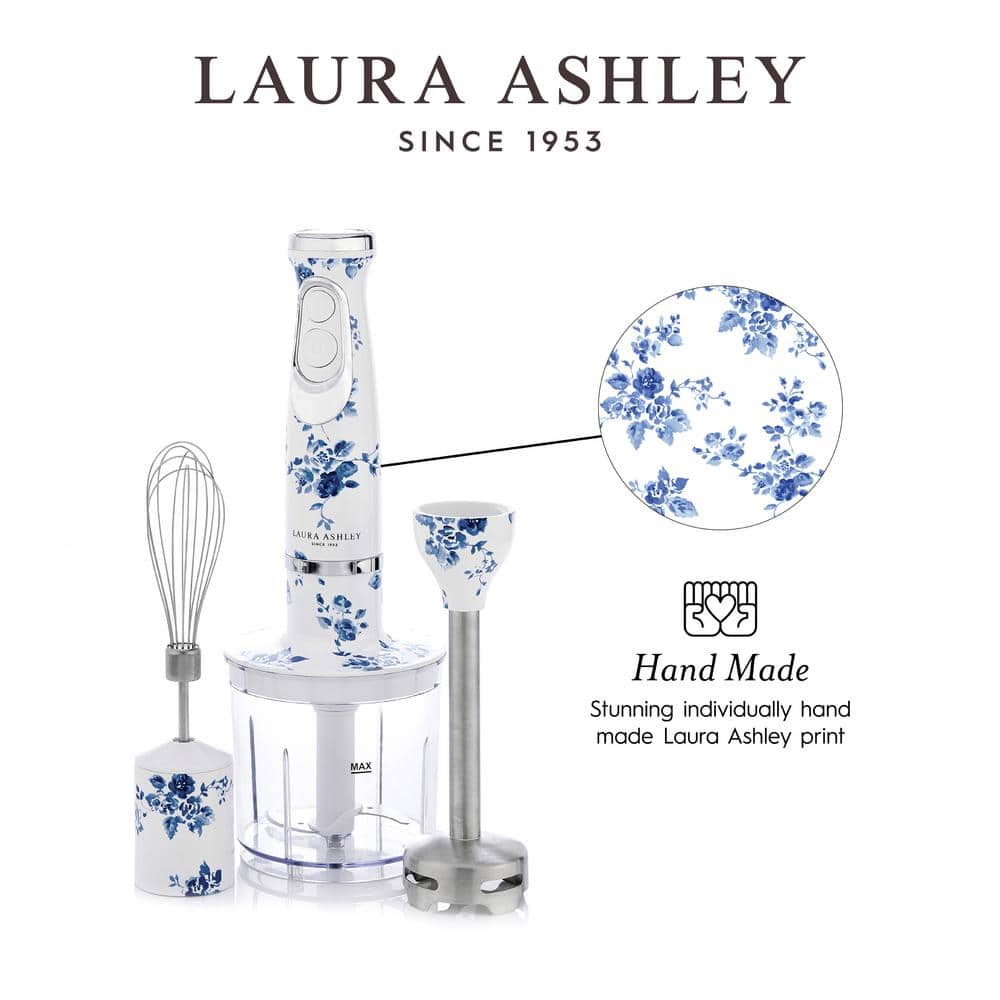 Laura Ashley White and Blue Floral 4-in-1 Immersion Blender Set