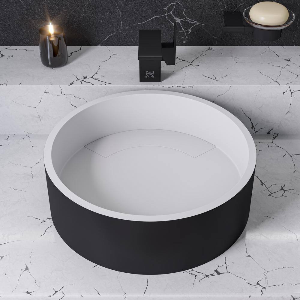 15'' Black and White Ceramic Circular Bathroom Sink