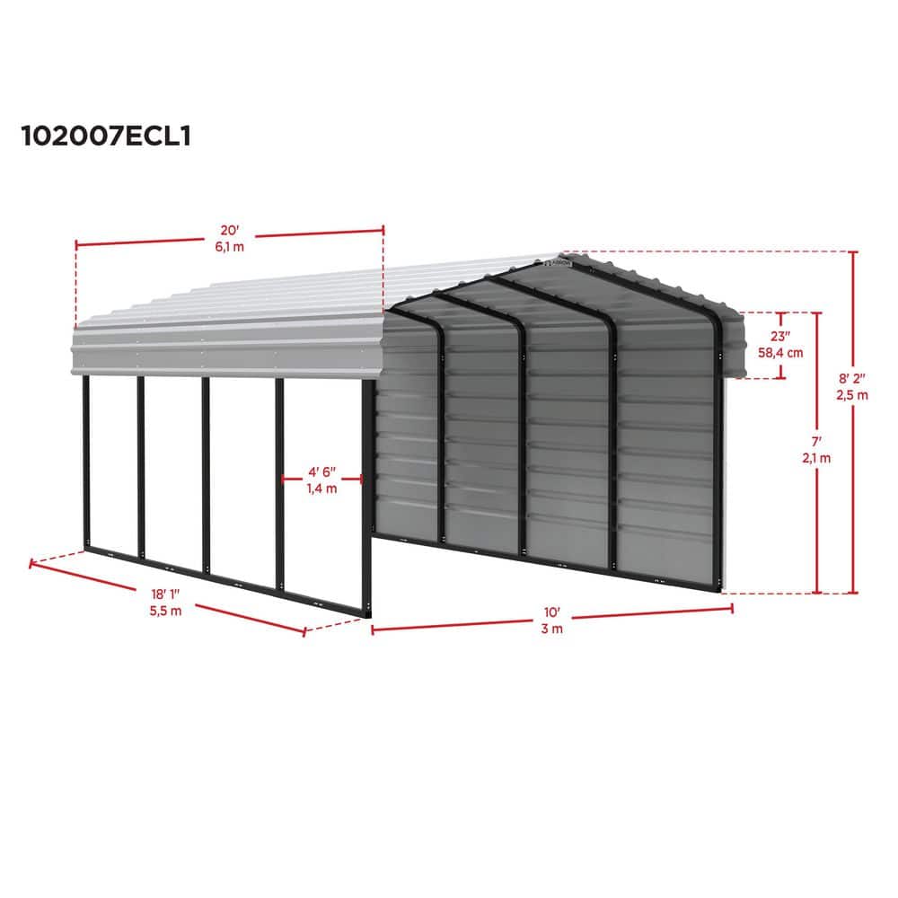 10' x 20' Charcoal Steel Carport Kit with Enclosure