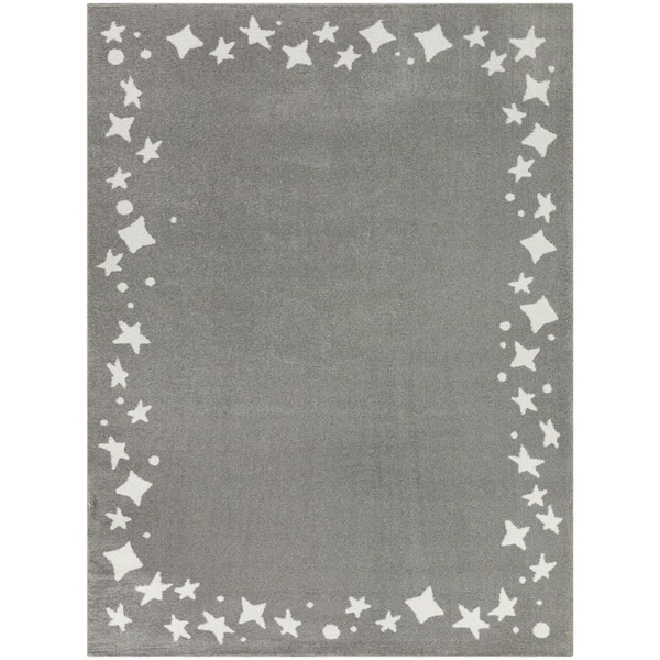 BALTA Stars Grey 3 ft. 11 in. x 5 ft. 7 in. Border Area Rug