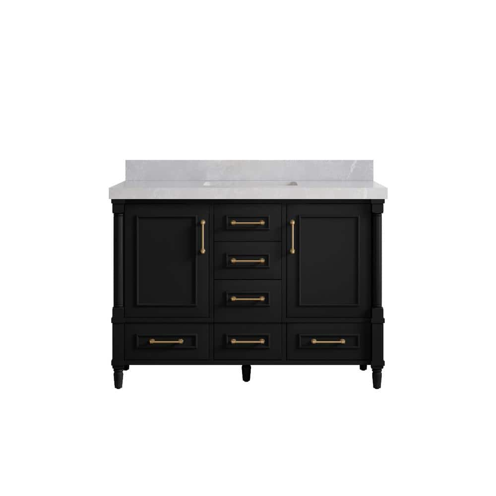 Hudson 48 in. W x 22 in. D x 36 in. H Single Sink Bath Vanity in Black with 2 in. Pearl Gray Qt. Top -  Willow Collections, ABD_BKLHR48S