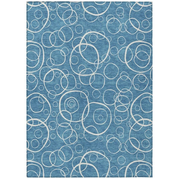Chantille Machine Washable Indoor/Outdoor Abstract ACN2407 Teal 9 ft. x 12 ft. Area Rug