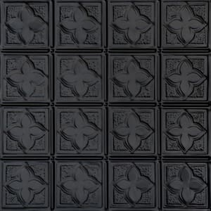 Clover Satin Black 2 ft. x 2 ft. Decorative Tin Style Lay-in Ceiling Tile (48 sq. ft./Case)