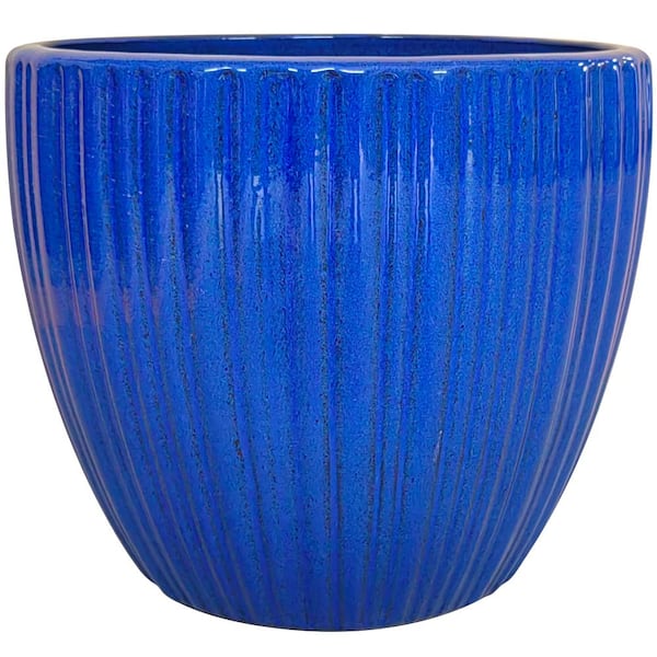 16 in. x 14.2 in. Lennox Ceramic Planter, Cobalt Blue