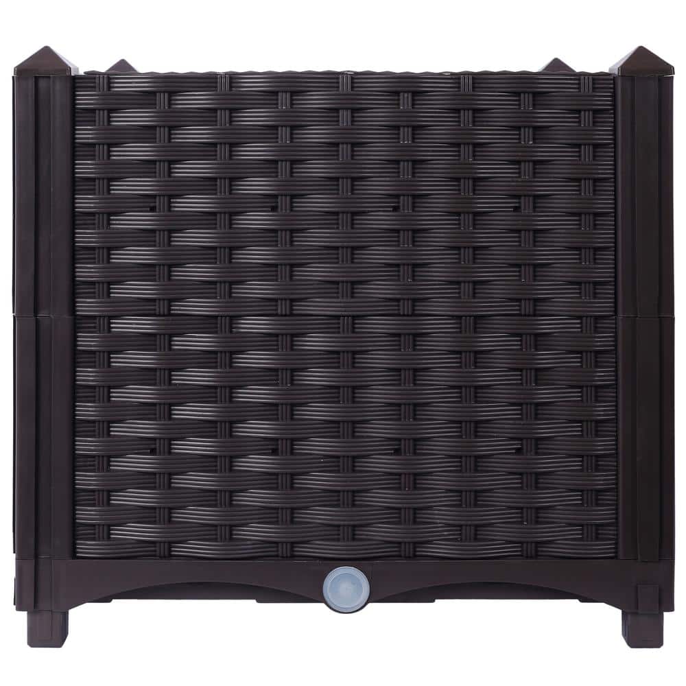 15.70 in. Brown Plastic Square Outdoor Planter Raised Beds with Drainage Plug, Self-Watering for Vegetable/Flower/Herb price history on PriceWatchPro