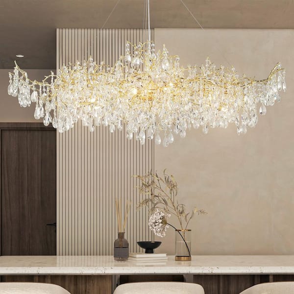 Miles Lightings 59 in. 18-Lights Silver Luxury Crystal