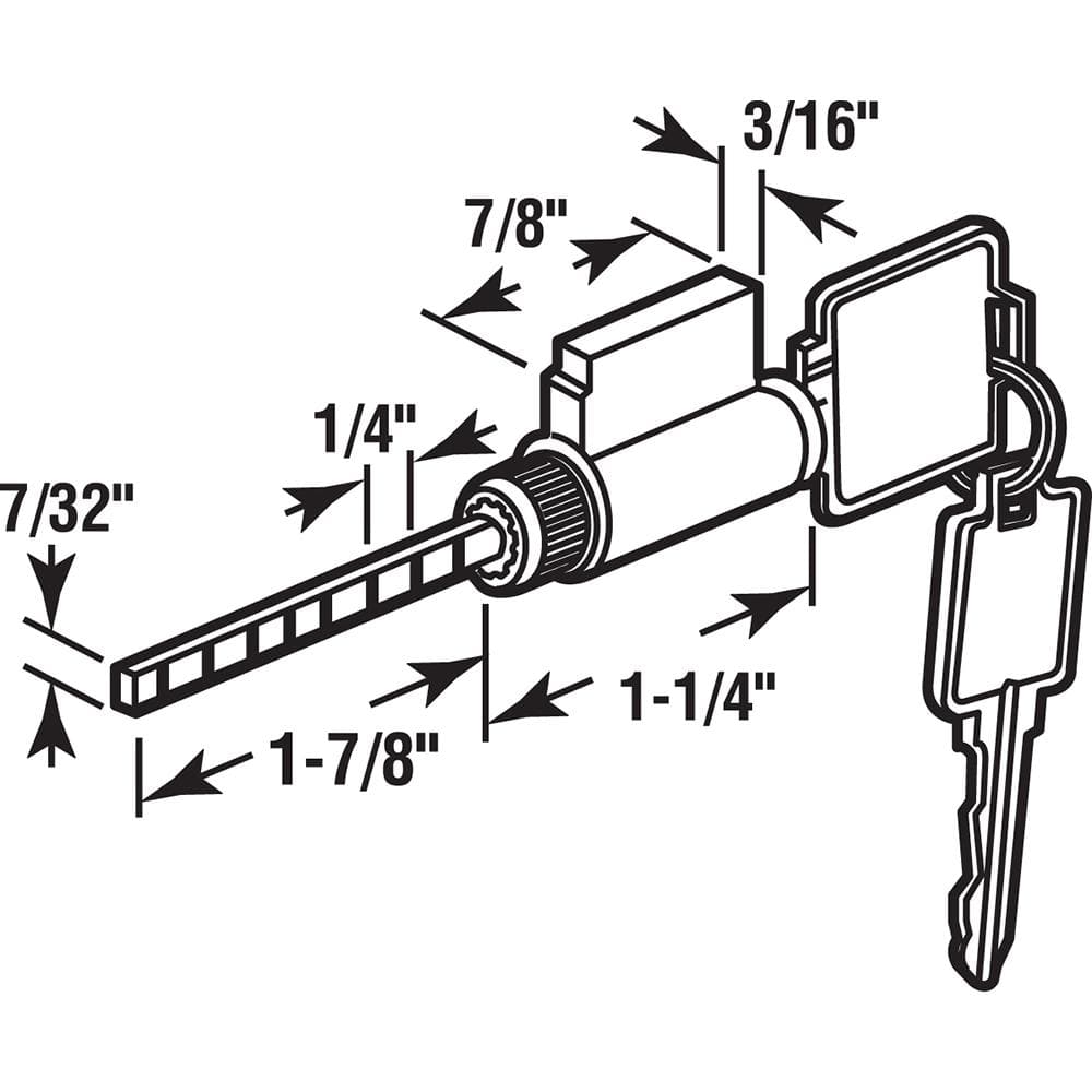 Brass and Steel Keyed Patio Door Cylinder Lock