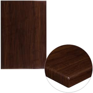 30 in. x 45 in. High-Gloss Walnut Resin Table Top with 2 in. Thick Drop-Lip