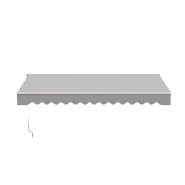 ALEKO 10 ft. x 8 ft. Retractable Patio Awning - White Frame - Silver Gray Fabric