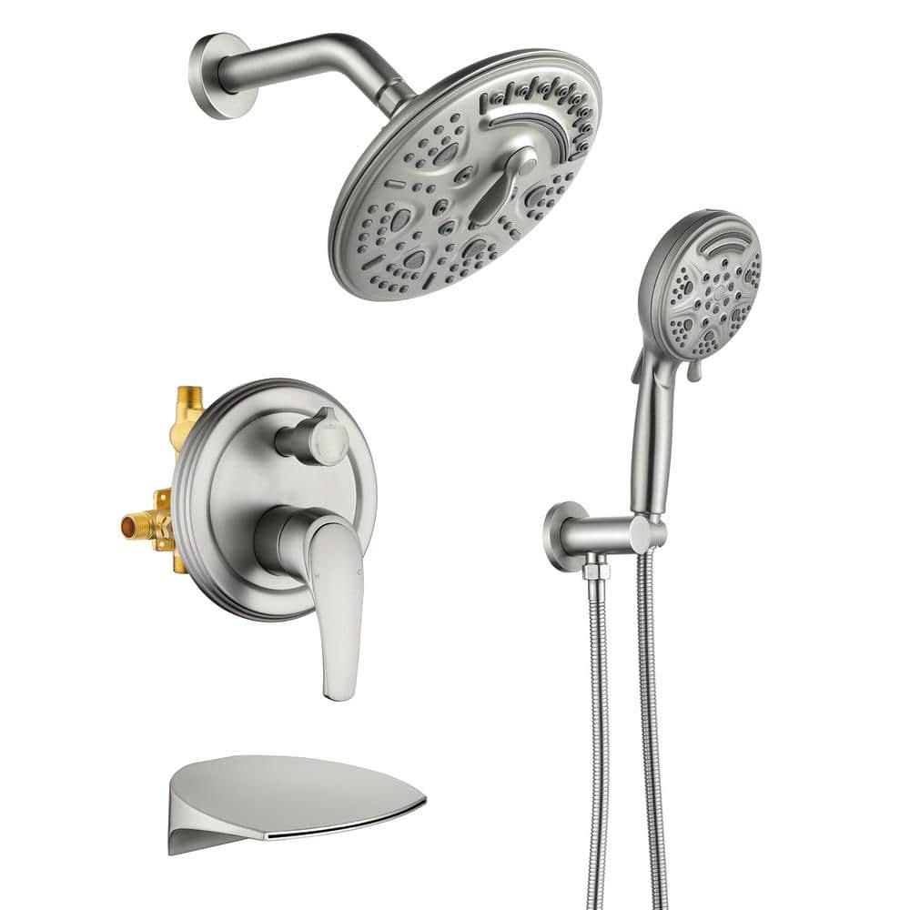 Single Handle 6-Spray Tub and Shower Faucet 1.5 GPM with Shower Head in Bru