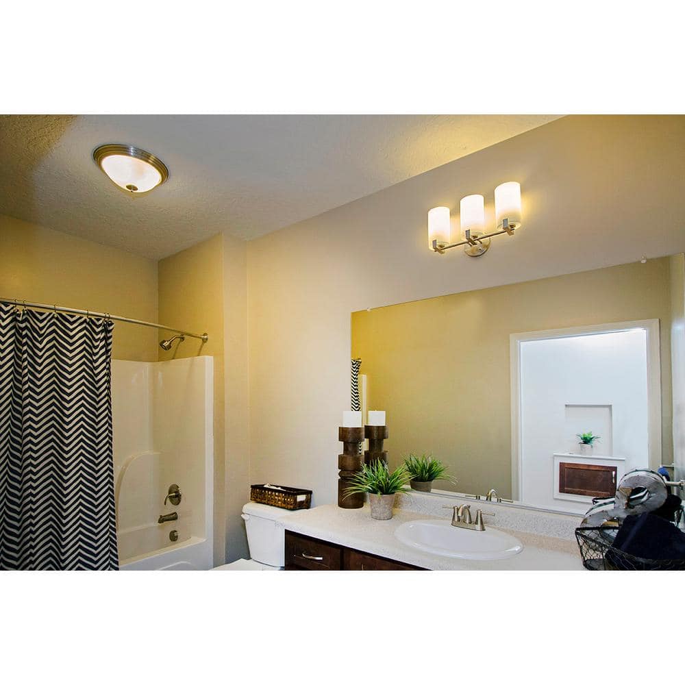 Millbridge Satin Nickel 2-Light Flush Mount Ceiling Light with Alabaster Glass