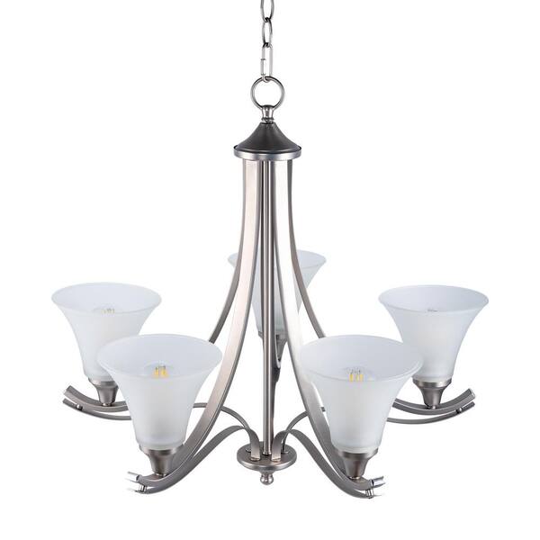 Gothic 5 Light Silver Classic Chandelier With White Frosted Shades Lc134 Gothic 5 Light Silver Classic, Silver Chandelier With White Shades