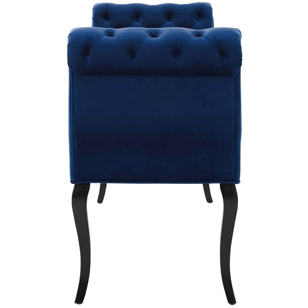 Navy Velvet Chesterfield Style Button Tufted Bench