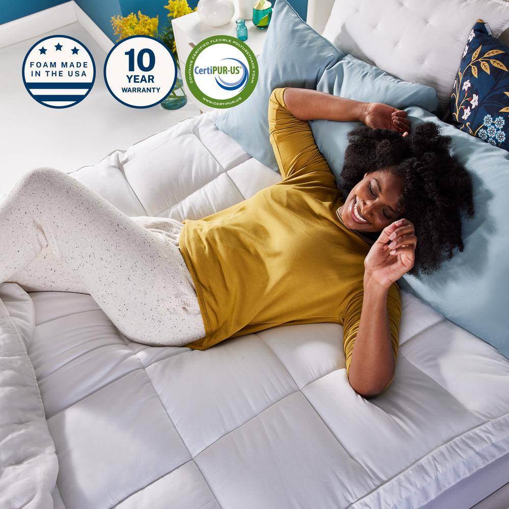 King Size White Gel Memory Foam Mattress Topper