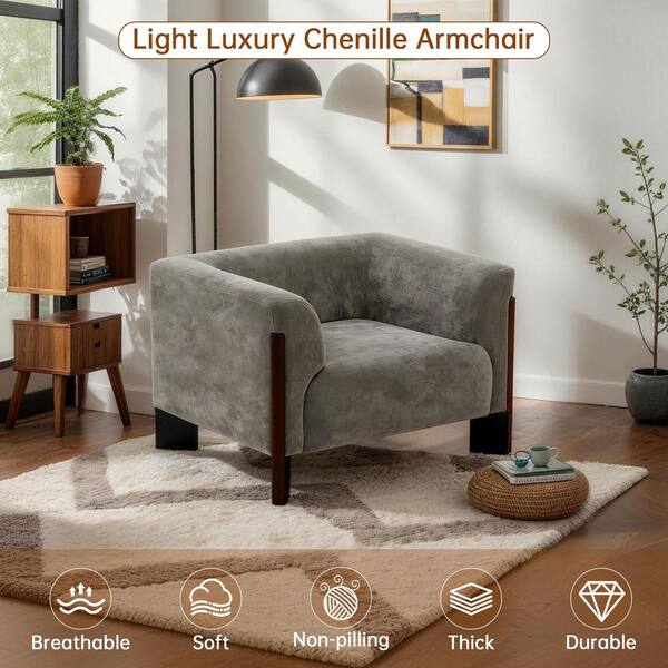 Uixe Luxury 41 in. Flared Arm Chenille Rectangle 1-Seater Sofa for