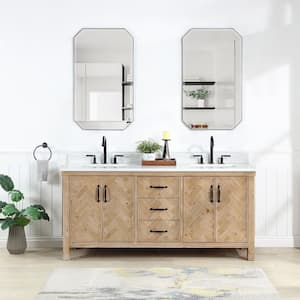 Javier 72 in. W x 22 in. D x 33.9 in. H Double Sink Bath Vanity in Antique Brown with White Grain Composite Stone Top