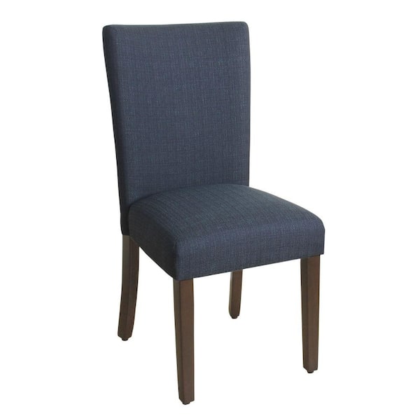 Benjara Blue and Brown Fabric Splayed Back Parson Dining Chair