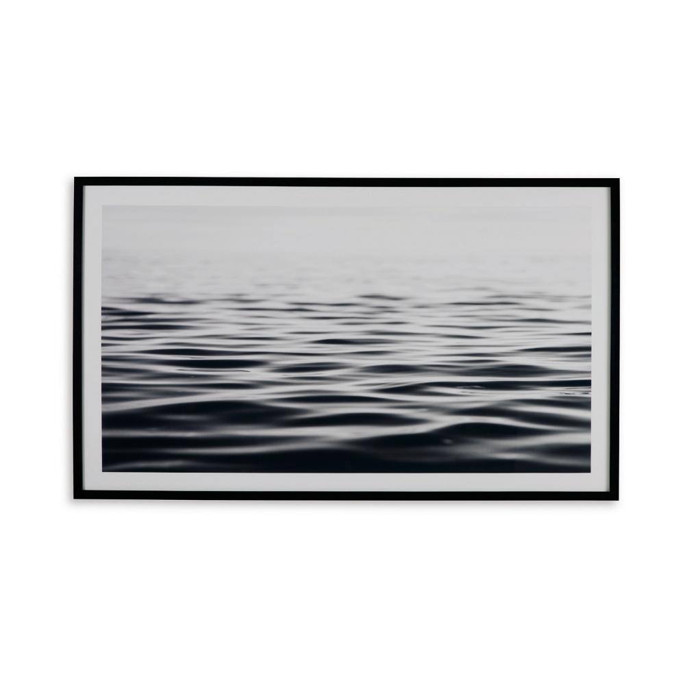 Large Black and White Waterscape Canvas Wall Art