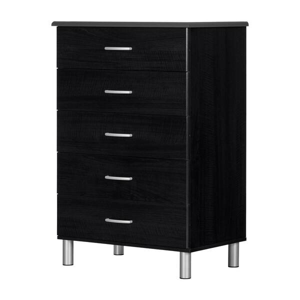 South Shore Cosmos 5-Drawer Black Onyx and Charcoal Chest