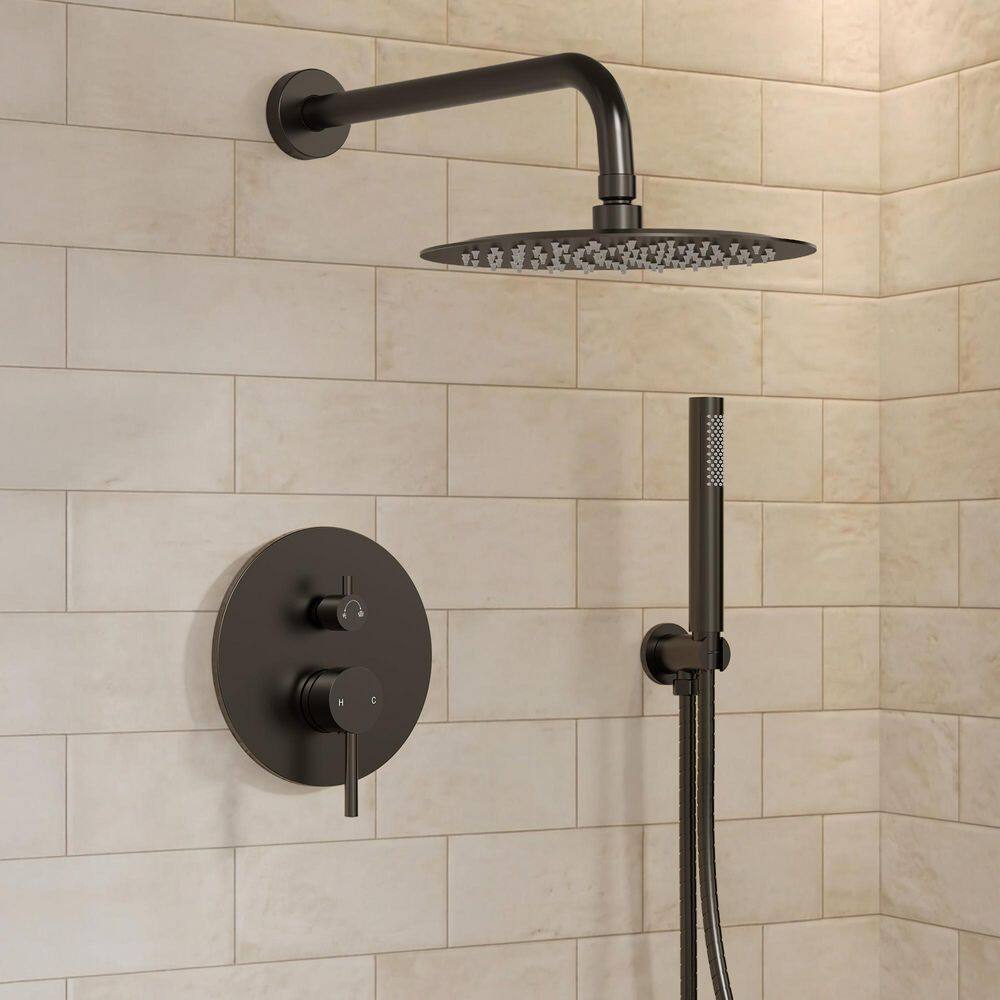 2-Spray 2-Handle Wall Mount 10 in. Tub and Shower Faucet Handheld Shower Head 2.5 GPM in Matte Black Valve Included price history on PriceWatchPro
