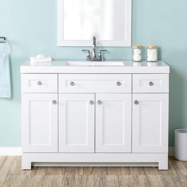 Everdean 49 in. Single Sink White Bath Vanity with White Cultured Marble Top (Assembled)