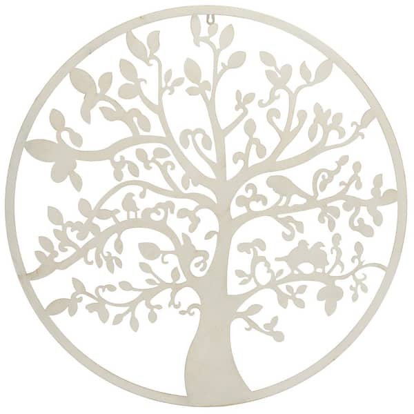 Tree of Life 0.25 in. W x 31.5 in. H White Iron Outdoor Wall Art