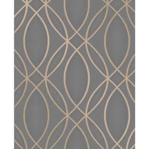 Lisandro Taupe Geometric Lattice Taupe Wallpaper Sample