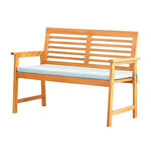 48in.LGarden Bench,Outdoor Benches,Wood Patio Bench with Fiber Cushion for Lawn Yard Porch Work Entryway,Natural