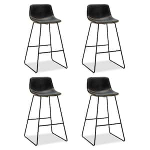 Faux Leather Bar Stools Metal Frame Counter Height Bar Stools (Set of 4)