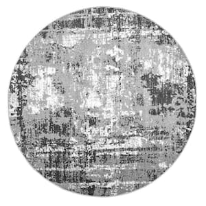 Margot Strained Grey 6 ft. x 6 ft. Abstract Indoor Round Area Rug