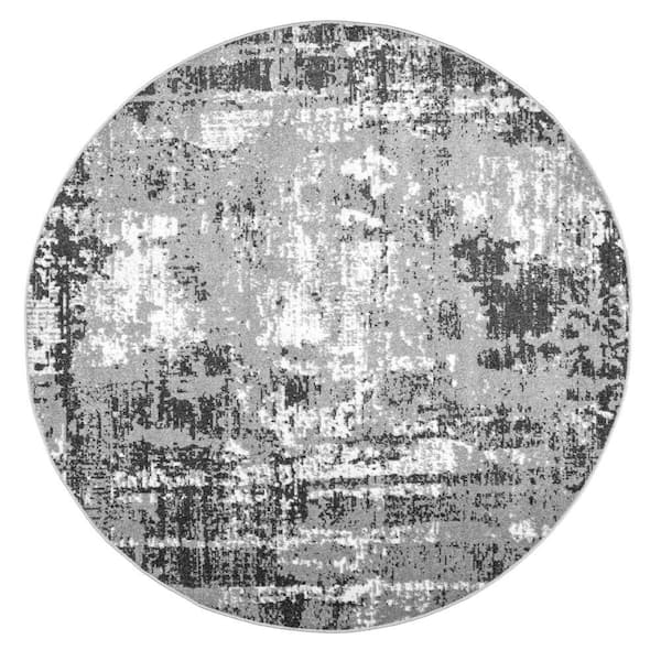 nuLOOM Margot Strained Grey 6 ft. x 6 ft. Abstract Indoor Round Area ...