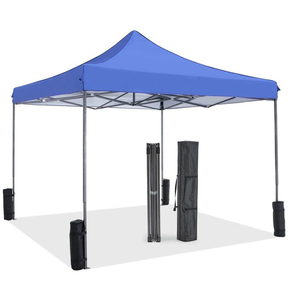 10 ft. x 10 ft. Blue Pop Up Canopy Tent Outdoor Portable Sun Shelter Canopy