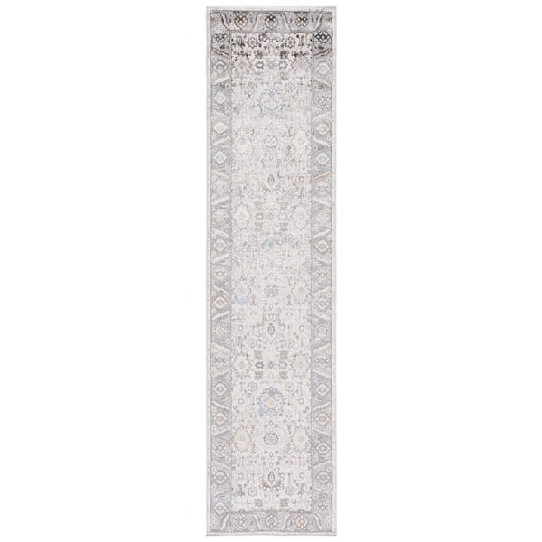 Bel Air 2 ft. x 9 ft. Beige/Gray Border Oriental Runner Rug