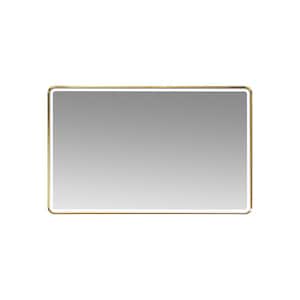 Piceno 48 in. W x 30 in. H H Rectangular Framed LED Lighted Accent Wall Mount Bathroom Vanity Mirror in Gold