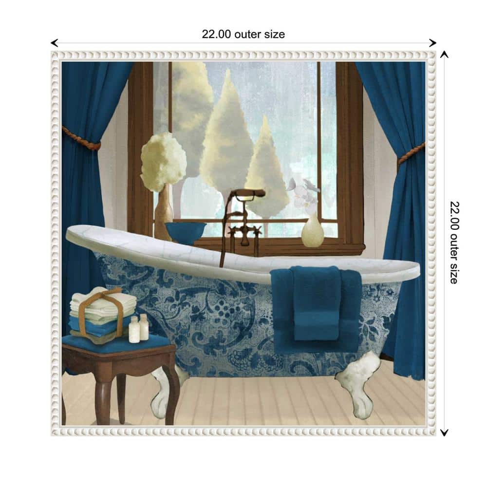 Blue and White French Provincial Bathtub Canvas Art