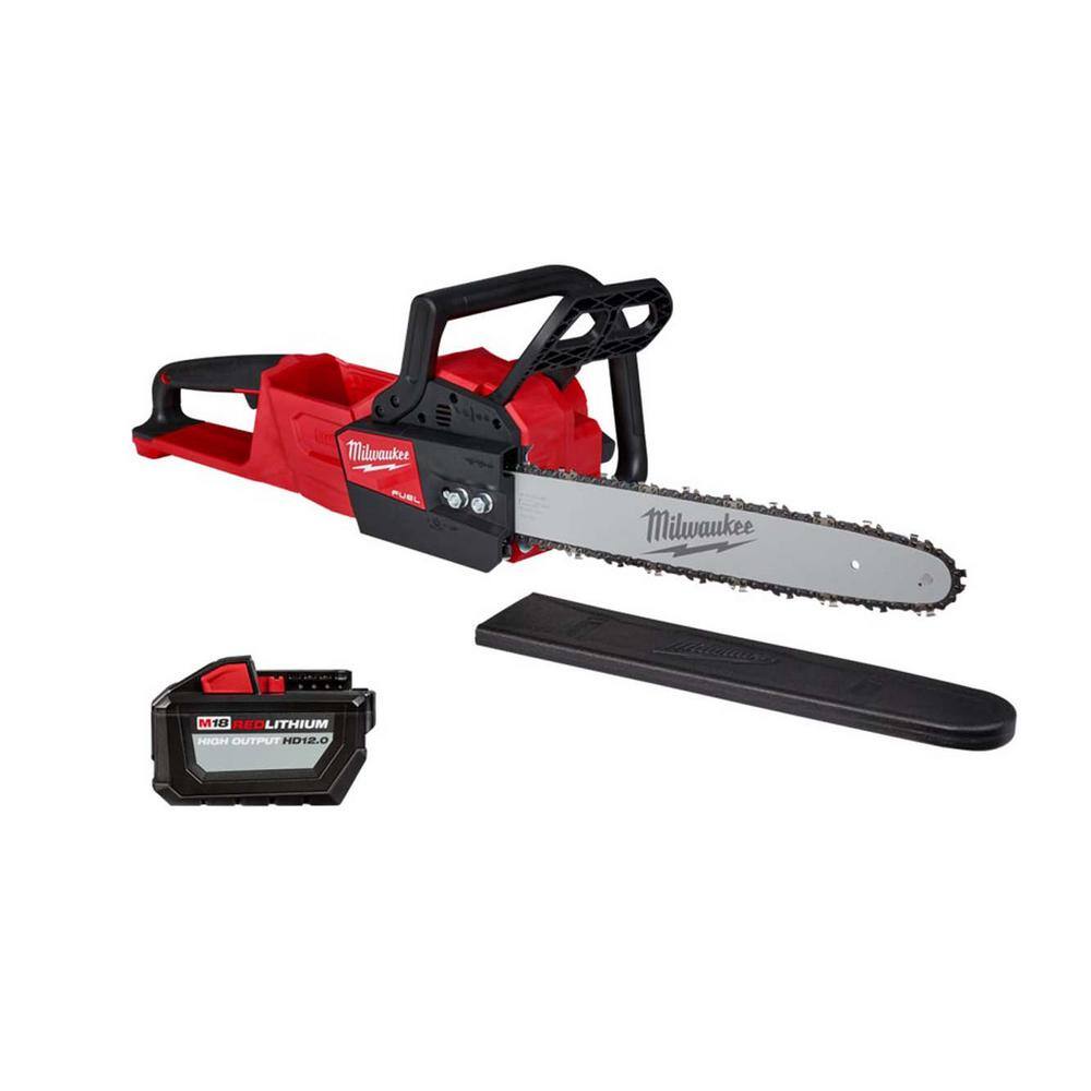 Milwaukee M18 FUEL 16 in. 18-Volt Lithium-Ion Brushless Cordless Chainsaw with 12.0 Ah High Output Battery -  2727-20-1812
