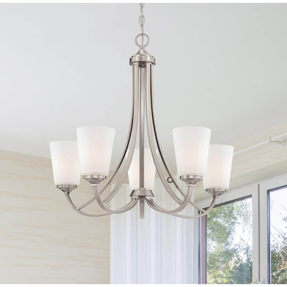 chandelierデスク Minka Lavery Overland Park 5-Light Brushed Nickel Modern